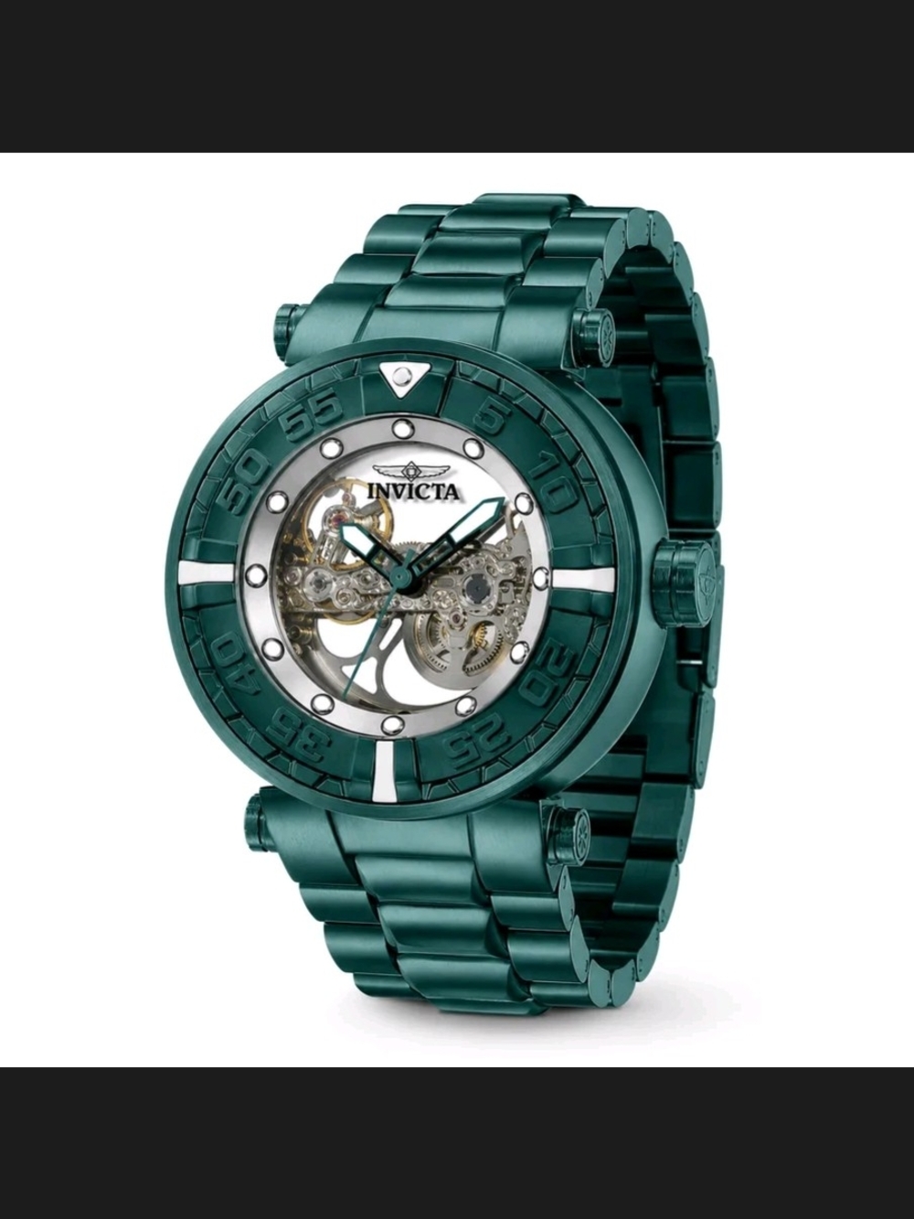 Invicta Teal Green Skeleton Automatic Stainless Steel Watch 47mm